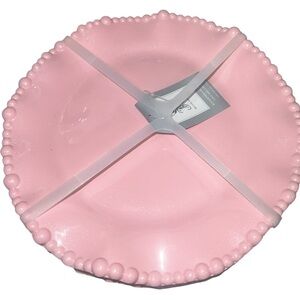 S/4 NEW Rachel Ashwell PINK Salad PLATES pearls wavy scalloped shimmer Melamine